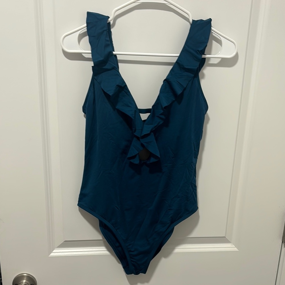 Ruffled Teal One-Piece Swimsuit